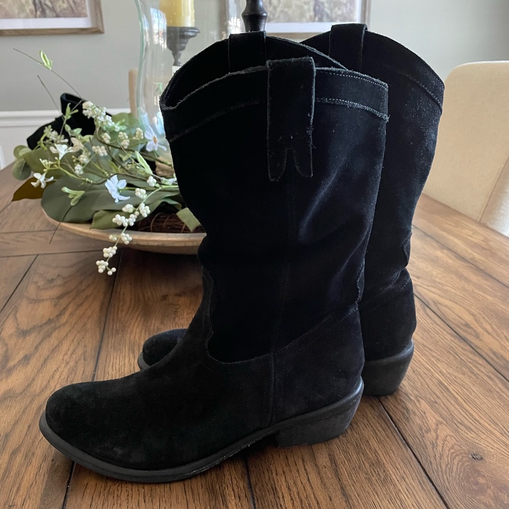 Aldo black suede cowboy boots